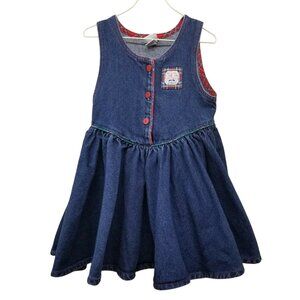 OshKosh 6 Blue Jean Denim Dress Jumper Sleeveless Full Circle Skirt Vintage